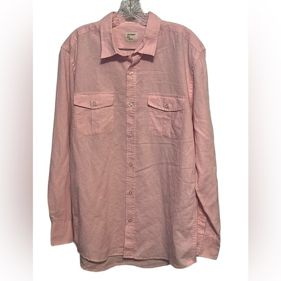 Old Navy NWT pink linen blend button down shirt - Picture 1 of 7